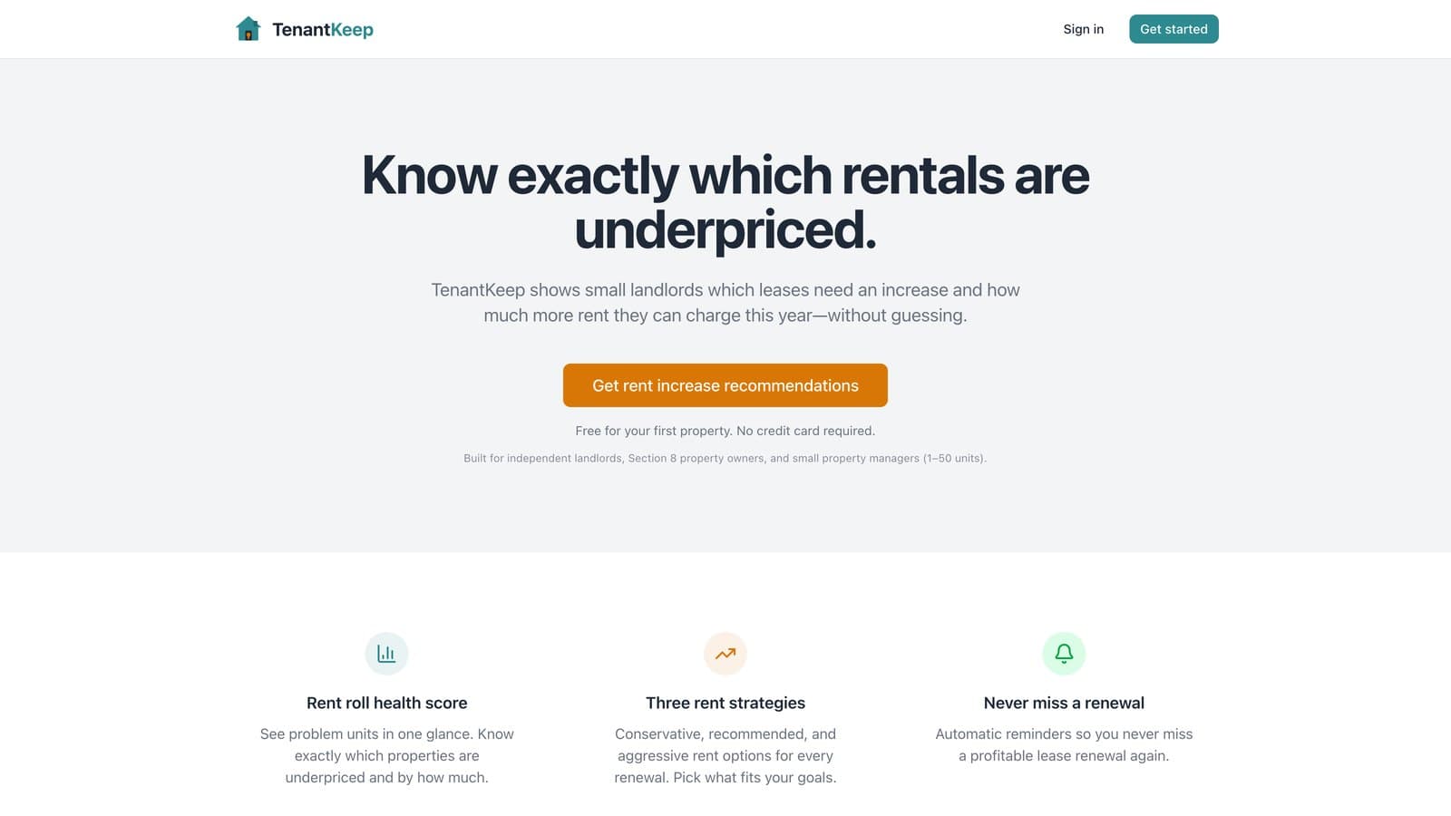 TenantKeep homepage
